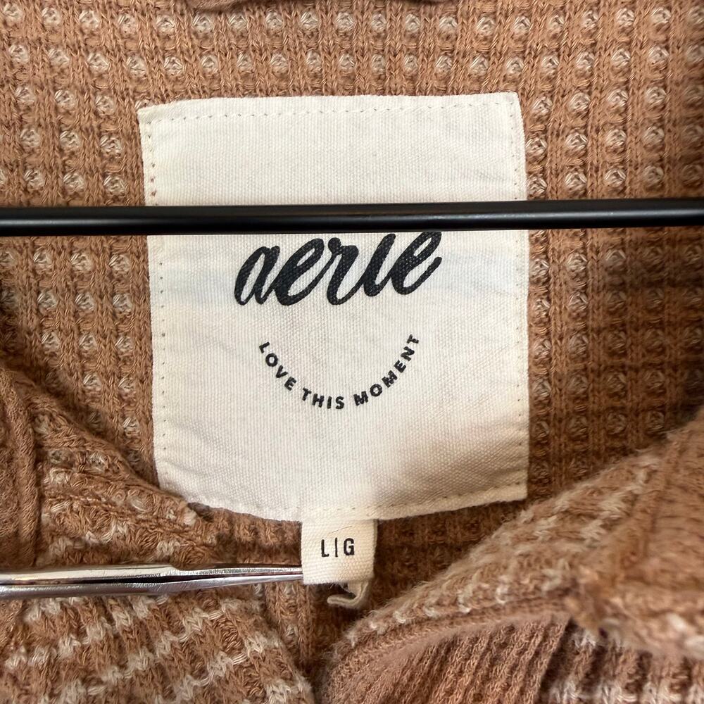 Aerie LumberJane Waffle Button Up Shirt Oversized Size Large - Picture 4 of 5